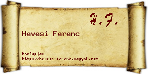 Hevesi Ferenc névjegykártya